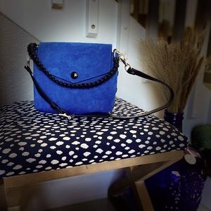 Rag and Bone blue suede Atlas shoulder crossbody bag